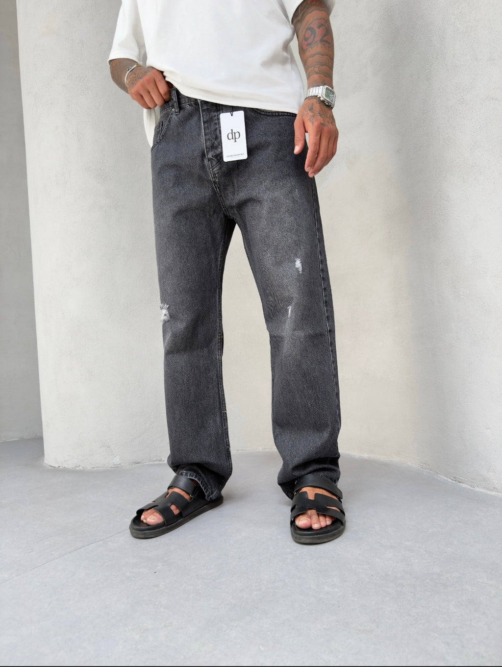 Siyah Lazer Detaylı Baggy