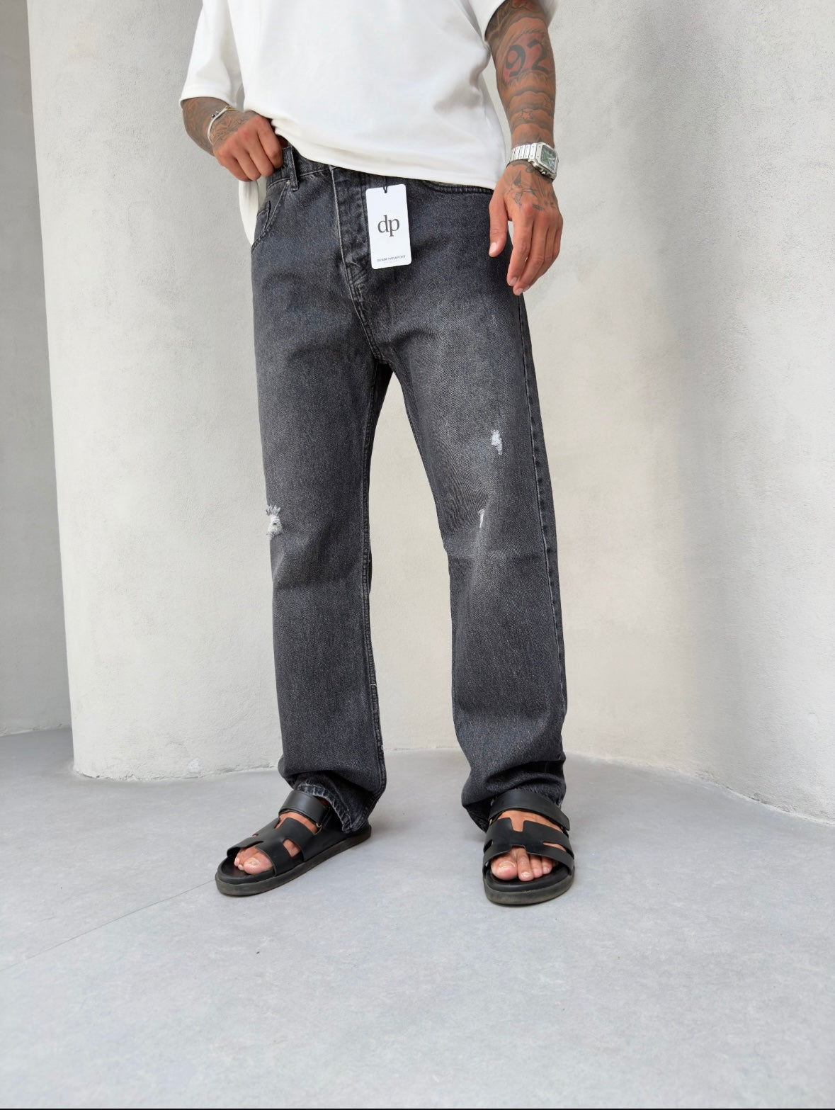 Siyah Lazer Detaylı Baggy