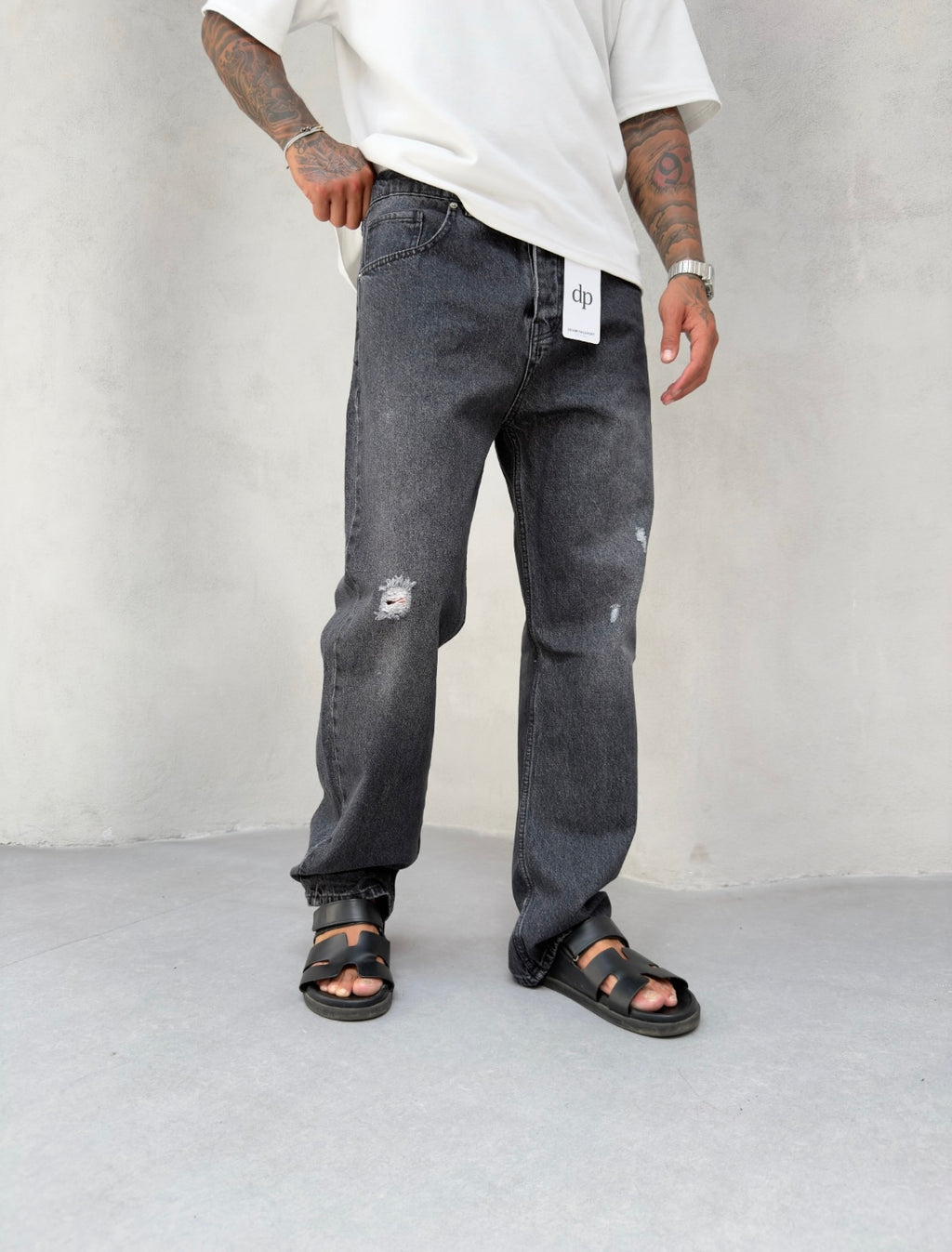 Siyah Lazer Detaylı Baggy