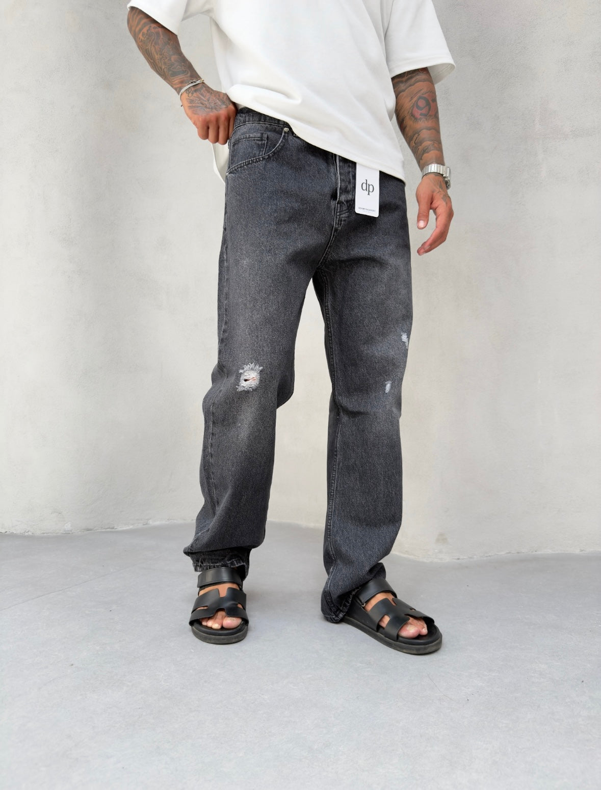 Siyah Lazer Detaylı Baggy