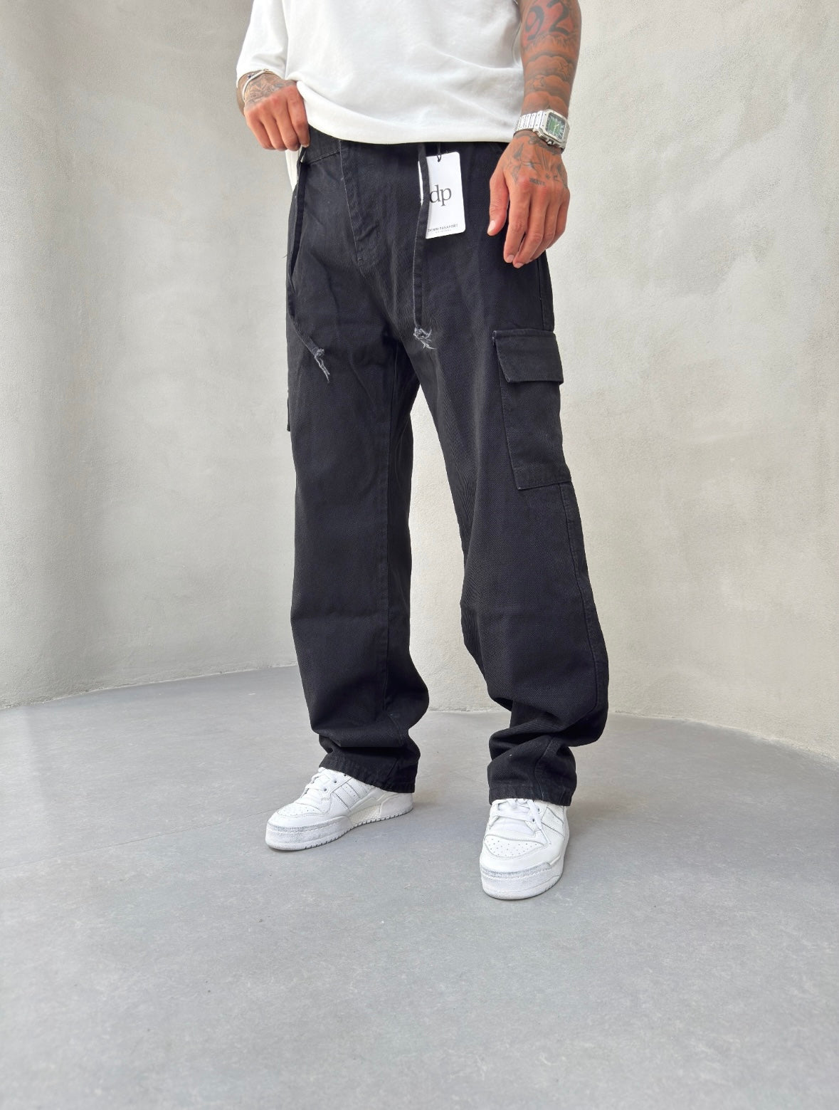 Mat Siyah Belden İpli Baggy