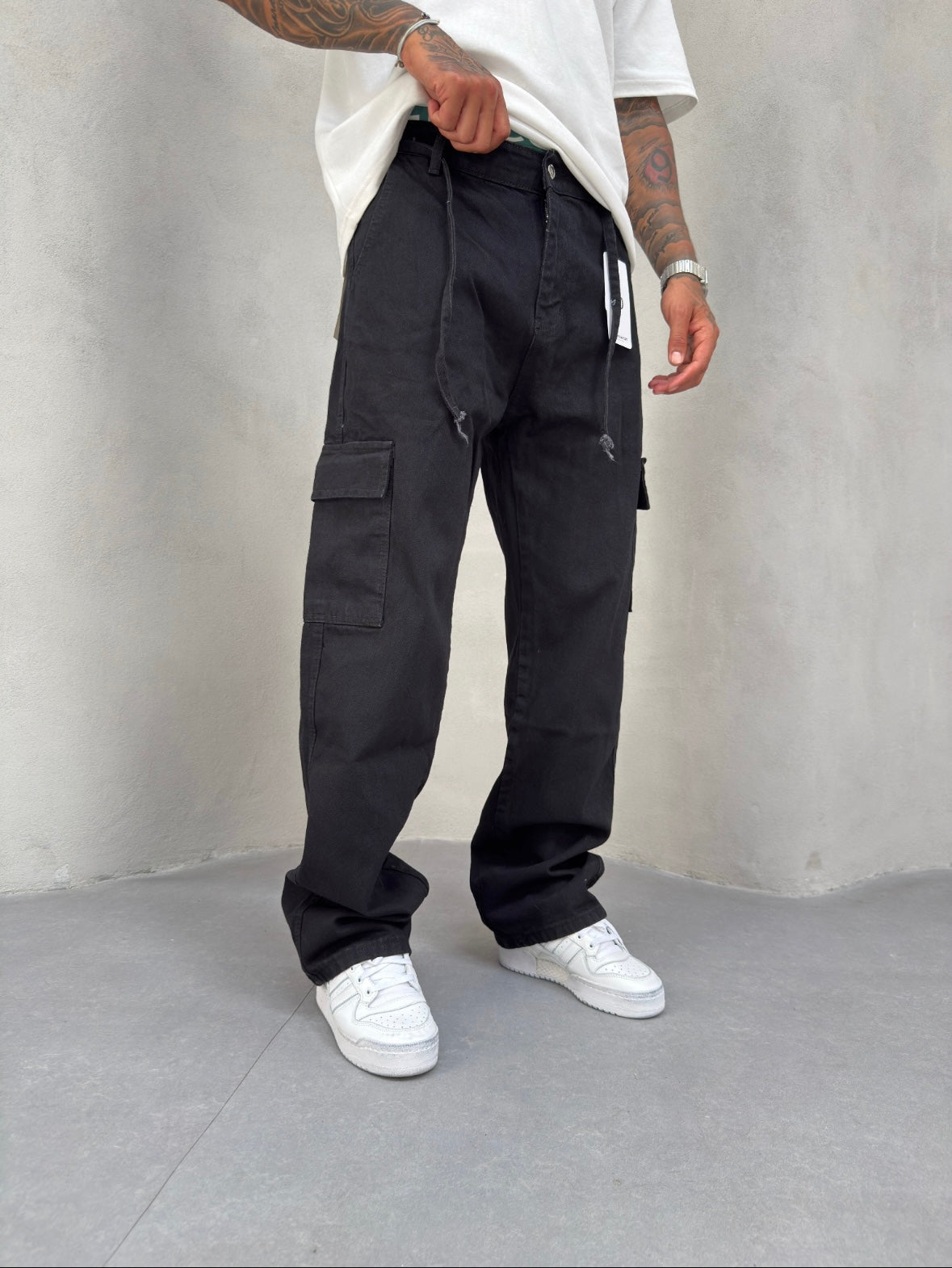 Mat Siyah Belden İpli Baggy