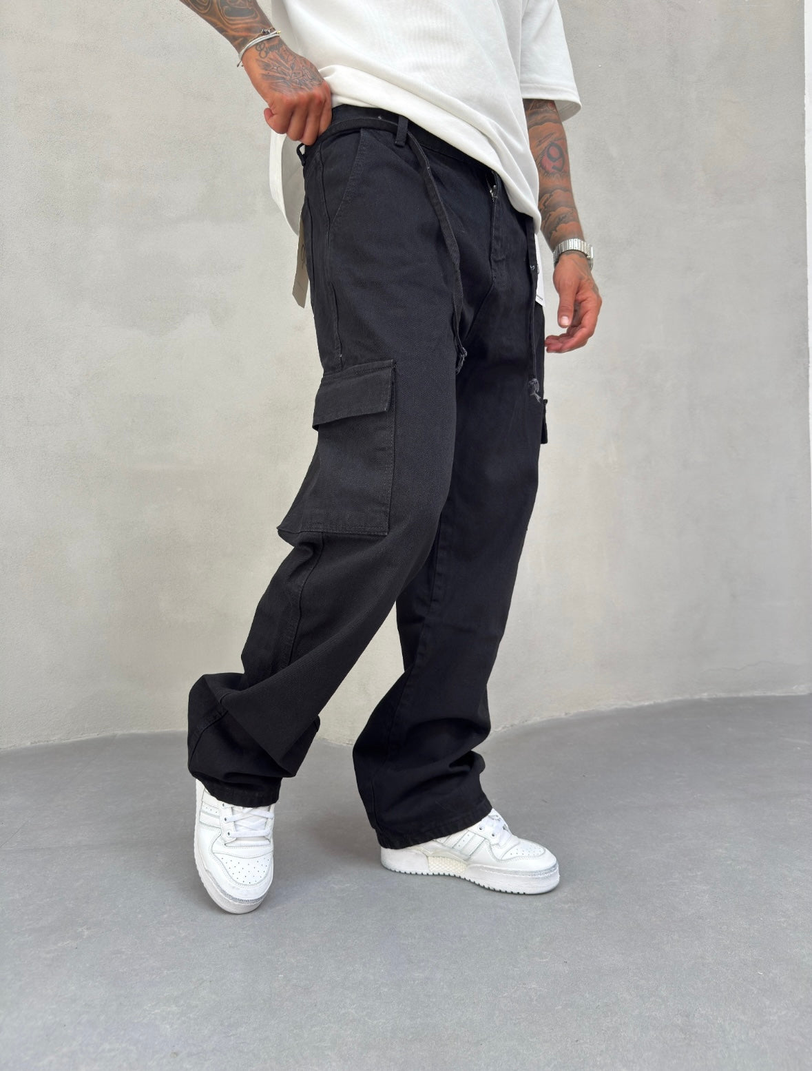 Mat Siyah Belden İpli Baggy